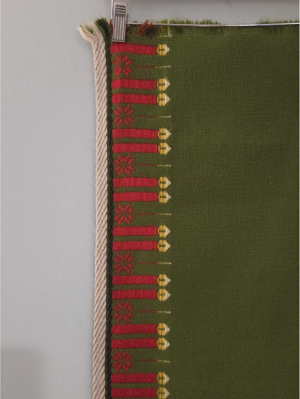 Areda 40 × 130 Green Red Yellow Candle Table Runner Vintage 60s 70s  Christmas